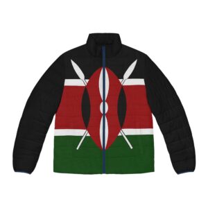 Kenya Flag Puffer Jacket — Men's All-Over Print Patriotic Coat