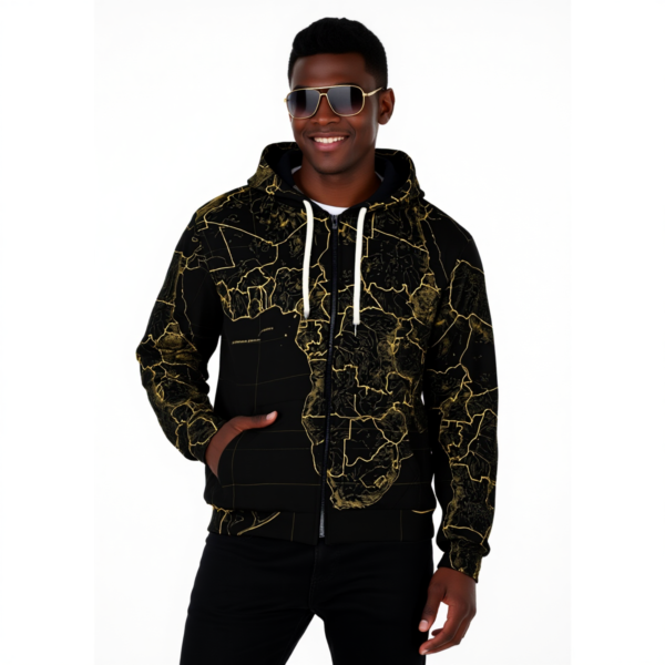 All-Over Print Zip Up Hoodie With Pocket