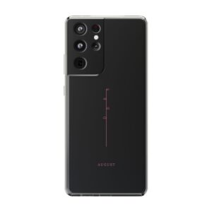 Minimalist Floral Line Clear Phone Case — "August" Script