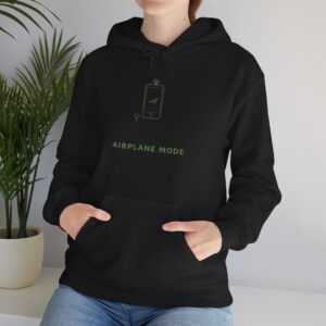 Airplane Mode Hoodie — Minimal Battery Phone Graphic Pullover