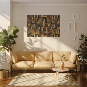 Cubist Faces Matte Canvas Wall Art — Abstract Geometric Portrait Print