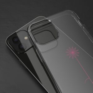 Clear Phone Case — Minimal Pink Daisy Design with "April" Accent