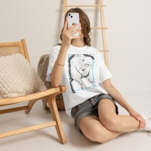 Anime Girl Line Art T‑Shirt – Retro Sketch Portrait Tee